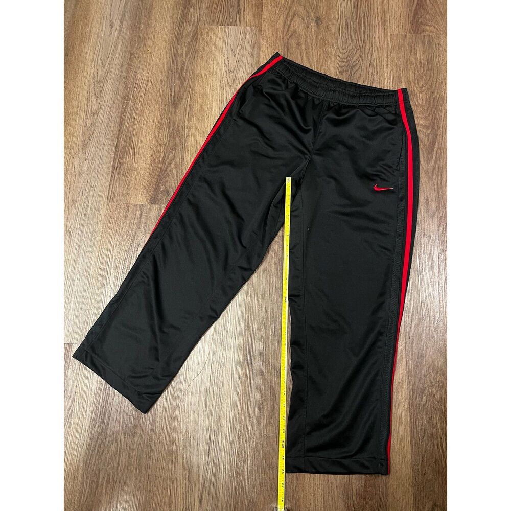 Nike Men's Track Pants Size Medium Black Red Stripe Tricot Warm Up Pants
